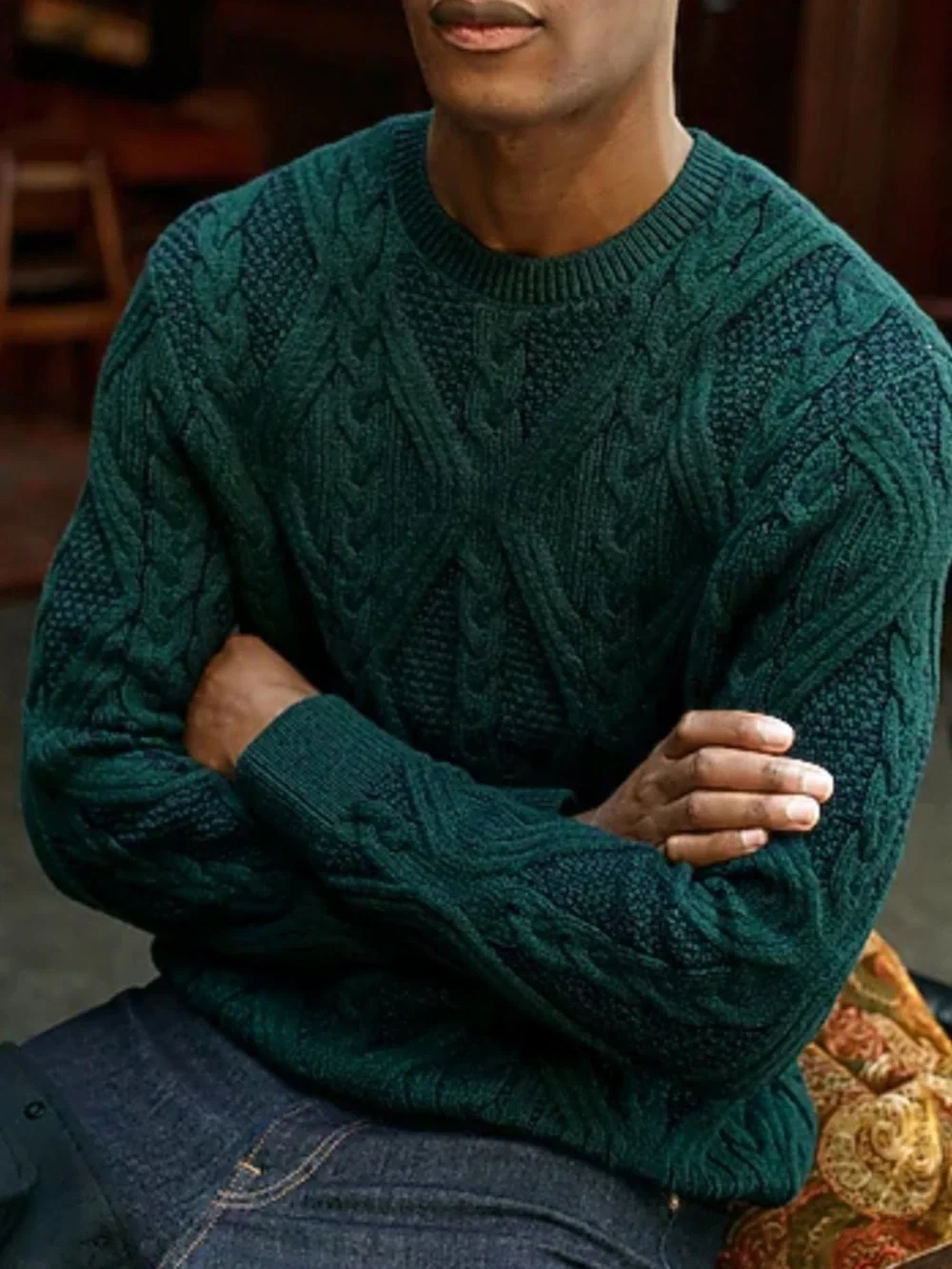 VINEYARD VINES HUNTER GREEN Men's Cable Knit Crewneck Sweater! XL
